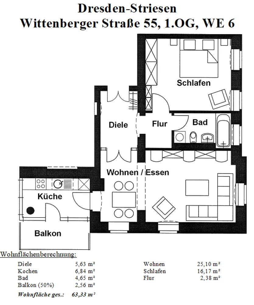 2 Zimmer Wohnung mit 63 m² in Dresden – Bild 2