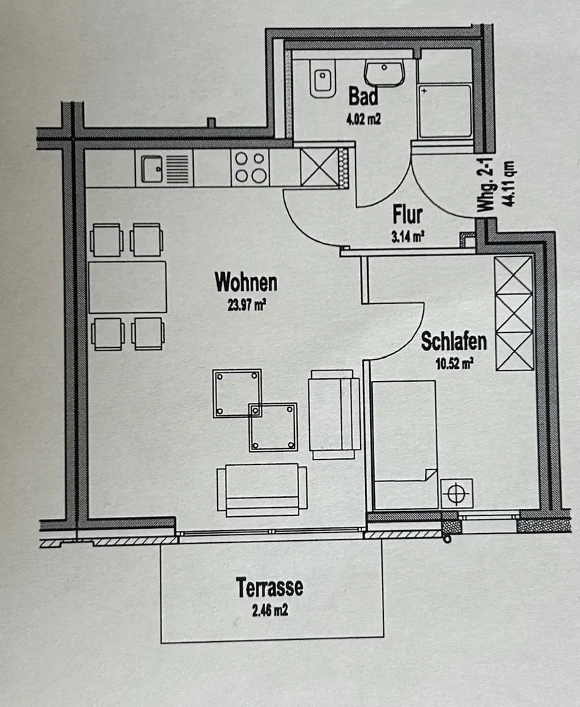 2 Zimmer Wohnung mit 44 m² in Münster – Bild 2