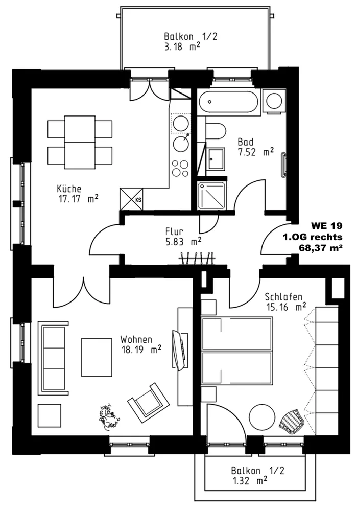 2 Zimmer Wohnung mit 68 m² in Leipzig – Bild 2
