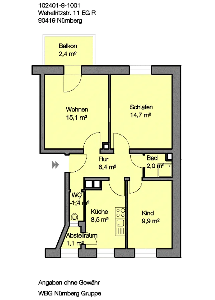3 Zimmer Wohnung mit 61 m² in Nürnberg – Bild 4