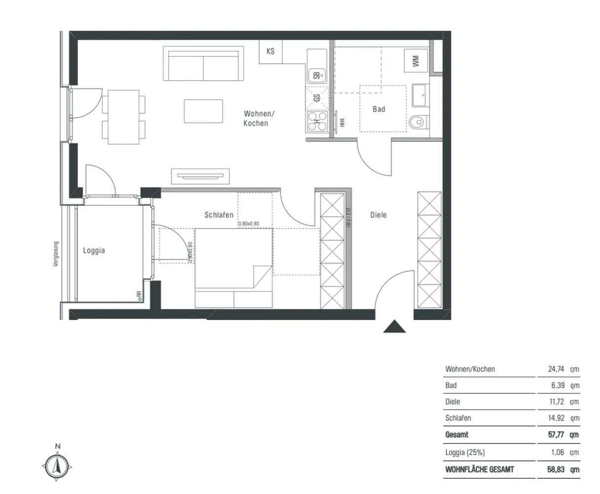 2 Zimmer Wohnung mit 59 m² in München – Bild 5