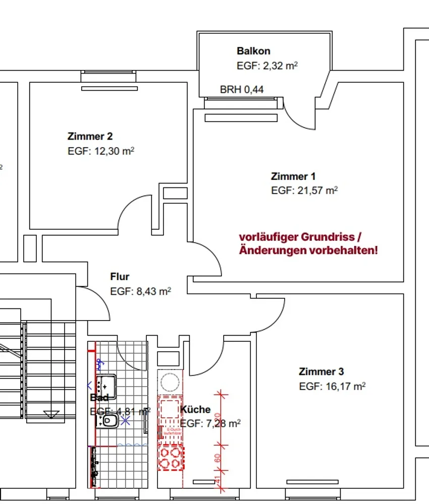 3 Zimmer Wohnung mit 72 m² in Kassel – Bild 2