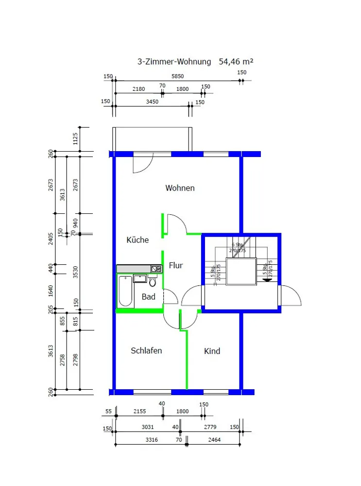 3 Zimmer Wohnung mit 54 m² in Suhl – Bild 2