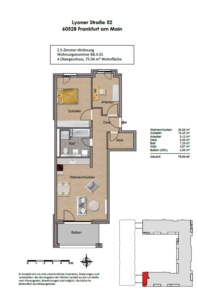 3 room apartment with 76 m² in Frankfurt am Main – Photo 6