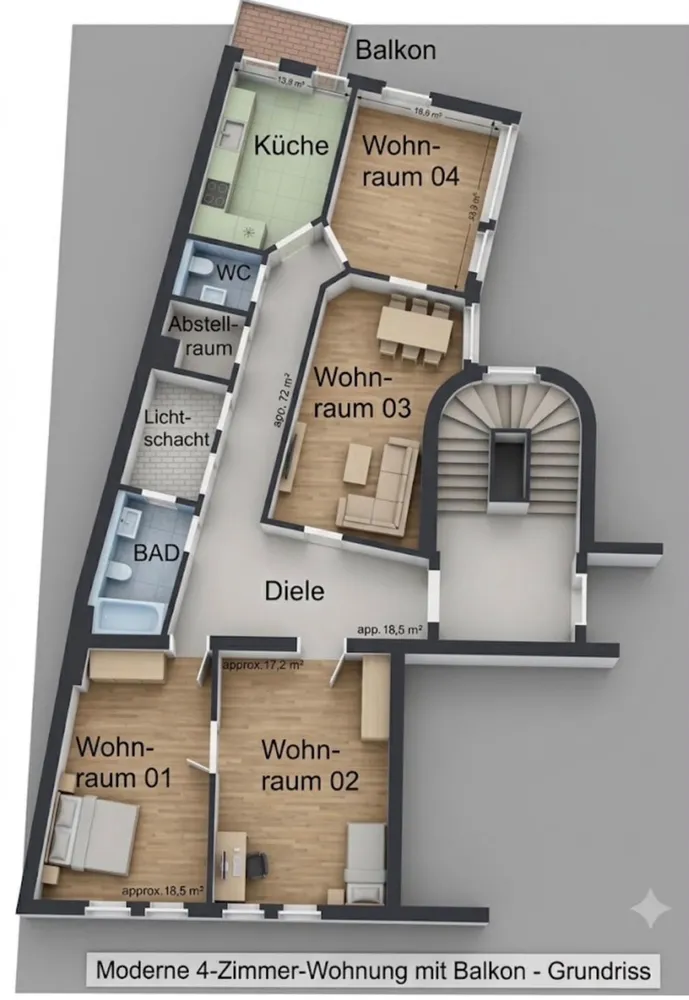 4 Zimmer Wohnung mit 130 m² in Halle (Saale) – Bild 3