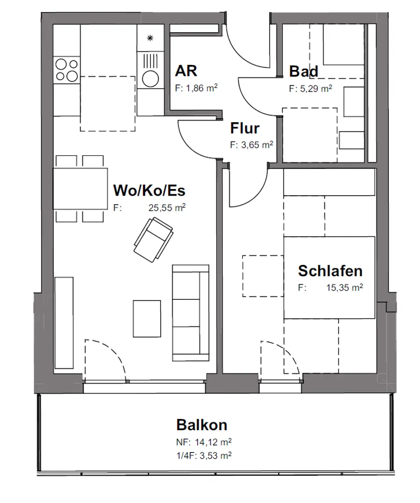 2 Zimmer Wohnung mit 55 m² in Nürnberg – Bild 2