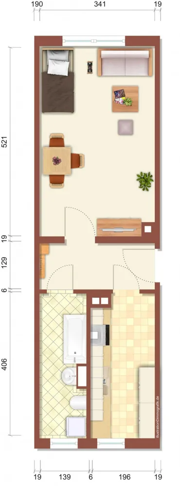 1 Zimmer Wohnung mit 35 m² in Limbach-Oberfrohna – Bild 2