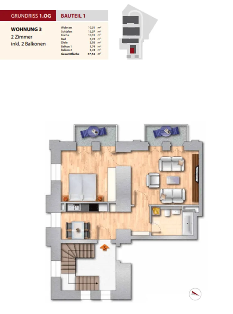 2 Zimmer Wohnung mit 58 m² in Berlin – Bild 3