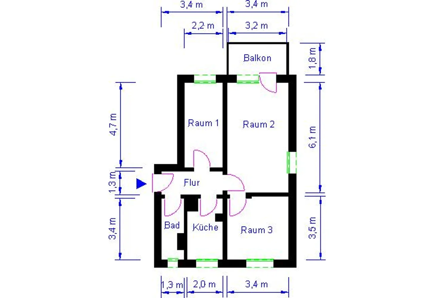 3 Zimmer Wohnung mit 58 m² in Magdeburg – Bild 3