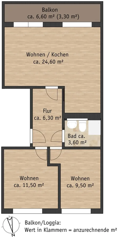 3 Zimmer Wohnung mit 59 m² in Pirna – Bild 3